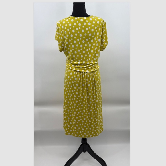Boden Dress Women 14 Chartreuse Midi Wrap Front Floral Short Cap Sleeves Pockets - Picture 6 of 13